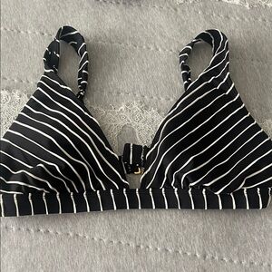 Black and White Striped Bikini Top